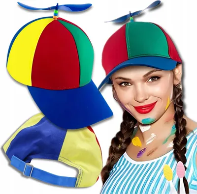 Immagine prodotto di EDIBAZZAR | Cappello a elica arcobaleno con visiera per la testa, protezione solare in estate, mulino a vento