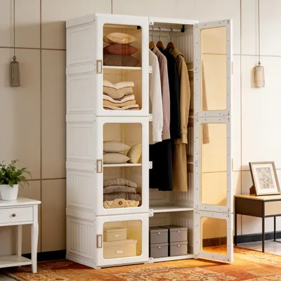 Productafbeelding van Inklapbare Kledingkast met 7 Partities en 6 Deuren 69 x 50 x 170 cm