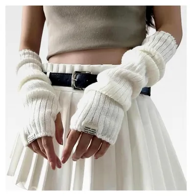Produktbild von Fingerhandschuhe Damen Armstulpen Winter Halb Fingerlose Handschuhe Warm Gestrickte Handschuhe Für Damen