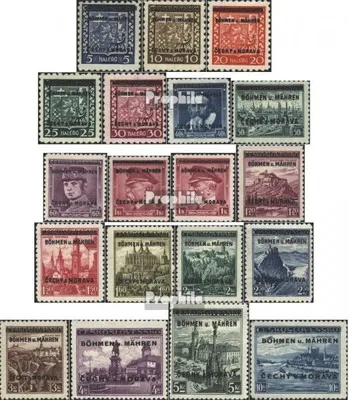 Produktbild von Briefmarken Böhmen und Mähren 1939 Mi 1-19 (kompl.Ausg.) postfrisch Aufdruckausgabe