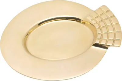 Produktbild von Oval Messing Kerzenteller Gold Poliert Teller Innen 7 X 5cm Feines Linienmuster