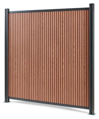 Produktbild von Gartenzaun 'Grassano' Sichtschutzzaun mit 2 Pfosten Startermodul 185 x 180 cm witterungsbeständig WPC Braun