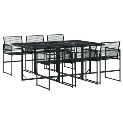 Produktbild von vidaXL 7-tlg. Garten-Essgruppe Schwarz Poly Rattan