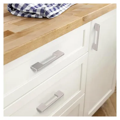 Produktbild von 10 Stück Schrankgriffe Möbelgriff 128mm Lochabstand Gebürstetes Nickel