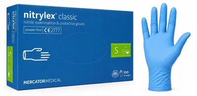 Zdjęcie produktu dla Rękawiczki Jednorazowe Mercator Classic Nitryl Niebieski Rozmiar S 100 Szt.