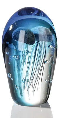 Produktbild von Casablanca by Gilde Dekofigur Skulptur Qualle blau, klar H. 20 cm,27045