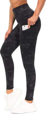 Productafbeelding van Hoge taille yogalegging voor dames met zakken, camouflagepatroon