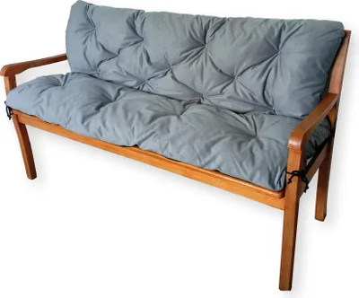 Produktbild von 4L Textil Gartenbankauflage Sitzkissen und Rückenkissen Hollywoodschaukel Auflage (120x60x50, Dunkelgrau)