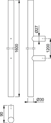 Produktbild von HOPPE Stangengriff E5011 -1600/1200, Edelstahl schwarz matt, Ausführung: gerade, Stossgriff für Haustür