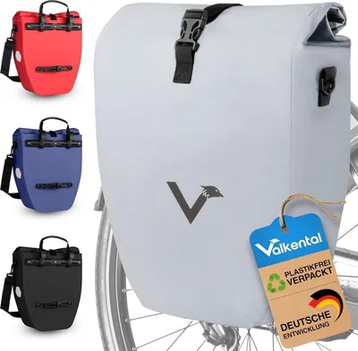 Produktbild von Wasserdichte Tragetasche für das Fahrrad mit 20L Kapazität - Fahrradtasche für Gepäckträger mit Reflektoren
