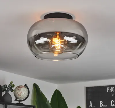 Produktbild von Cardeto »Cardeto« Deckenlampe aus Metall/Glas in Schwarz/Rauchfarben/Klar