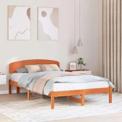 Produktbild von Möbel Bettrahmen Wachsbraun 140 x 190 cm Massives Kiefernholz - Klassische Betten &60262