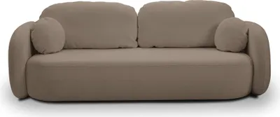 Produktbild von Sofa AMICO mit Schlaffunktion, Schlafsofa, Wohnzimmersofa, Couch, Soffa, Bettsofa, Bucle-Stoff – Braun SICURO 45