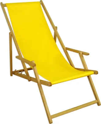 Produktbild von Liegestuhl Gartenliege gelb Sonnenliege Strandliege Holz Deckchair Gartenmöbel Buche 10-302 N