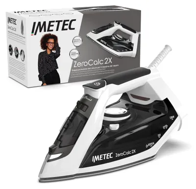 Imagen del producto de Imetec Zerocalc Z1, plancha de vapor, suela CeramicGlide, 1,9 m de cable, 130 g/min, color y blanco, depósito de 0,25 l