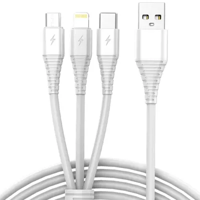 Obrázek produktu pro Nabíjecí kabel Vayox VA0122 | 3 v 1 | USB - micro USB, USB-C, Lightning | 1m | Bílá