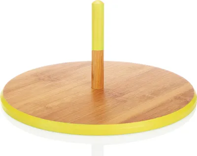 Produktbild von COM-FOUR® Serviertablett, runde Servierschale aus Bambusholz mit Griff, optimal zum Servieren von Gebäck, Käse und Snacks, Servierteller Ø 33 cm