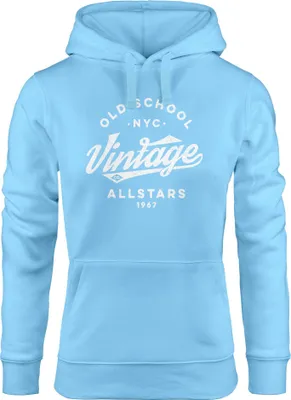 Produktbild von Hoodie Damen College Style Schriftzug Oldschool Vintage Allstars Kapuzen-Pullover Fashion Streetstyle Neverless® hellblau M