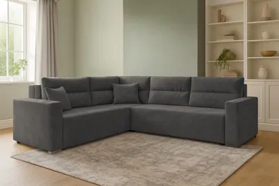 Produktbild von Ecksofa L mit Schlaffunktion, Eckcouch LUNO, mit Bettkasten