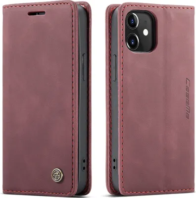 Image de étui pour iPhone 12 Mini, LaimTop étui rétro en cuirPolyuréthaneavec fonction de support Étui de protection pour iPhone 12 Mini rouge