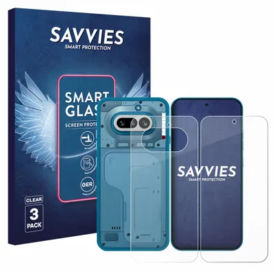Produktbild von 3x Savvies Schutzglas Folie für Nothing Phone (4a) (Display+Rückseite) 9H Panzer Schutzfolie Glas Displayschutz klar transparent
