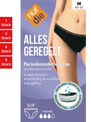 Produktbild von NUR DIE Damen Slip 1-Pack Periodenunterwäsche Alles Geregelt - schwarz - Größe 32-34