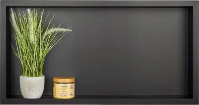 Produktbild von BADLAND Duschnische Wandnische WALL BOX NO RIM 30x60x7 cm Schwarz | Duschablage Unterputz aus Edelstahl