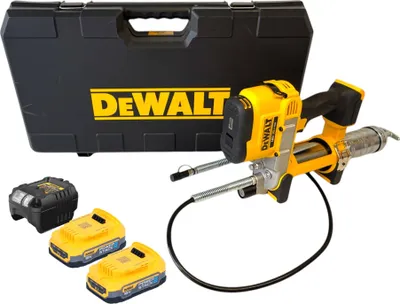 Obrázok produktu pre Akumulátorová mazacia pištoľ DeWalt DCGG 571 E2K 18 V + 2x batéria Powerstack 1,7 Ah + nabíjačka