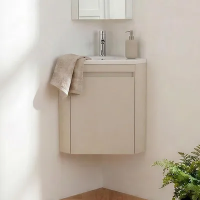 Image de Meuble lave-mains LISA d'angle suspendu avec vasque résine