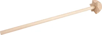 A wooden whisk on a white background.