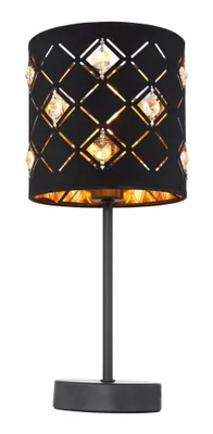 Produktbild von Tischleuchte, Stoffschirm, Kristalle, schwarz gold, H 35 cm