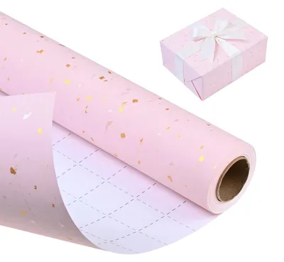 Productafbeelding van Cadeaupapier Rol Roze met Gouden Motieven