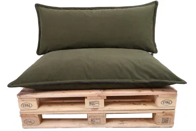 Produktbild von TexDeko Cord Palettenkissen 120x80x18 cm –Palettenpolster aus weichem Cordstoff, wasserabweisend UV-beständig, waschbarer Bezug (2-TLG Set Grün)