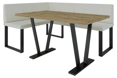 Obrázok produktu pre Rohová lavica AKIKO METAL so stolom 168x128 vľavo - rohová lavica do jedálne, modernej kuchyne, obývačky, jedálenského kúta. Ideálna do kuchyne, kancelárie a recepcie