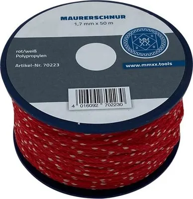 Produktbild von MMXX Lot-Maurerschnur 50 m Rolle, 1,7 mm, rot/weiß, Polypropylen
