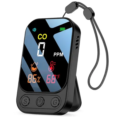 Produktbild von 3-in-1 Tragbarer Kohlenmonoxid Melder, Wiederaufladbarer CO-Detektor, 120 Stunden Standby, Akustischer & Visueller Alarm für Wohnmobil & Camping