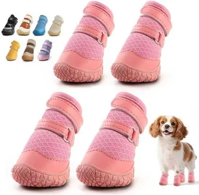 Produktbild von Hundeschuhe - Hundestiefel - Pfotenschutz - Atmungsaktiv - Für Kleine Hunde - Pfotenschutz Schuhe für Heißen Asphalt und Schnee - Größe 1 - rose