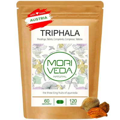 Produktbild von Triphala Tabletten 1000mg I Verdauung, Immunsystem I Amla, Hiritaki & Bibhitaki I 120 Stk. von Moriveda