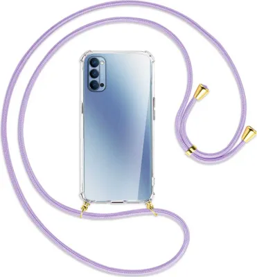Produktbild von Handykette Backcover-Schutzhülle mit Band (Metall goldfarben) für Oppo Reno4 5G - violett