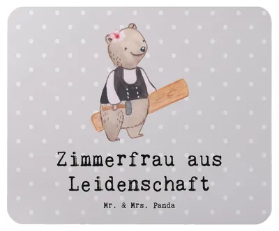 Produktbild von Mr. & Mrs. Panda Mauspad Zimmerfrau Leidenschaft - Grau Pastell - Geschenk, Mouse Pad, computer mousepad, mousematte, laptop