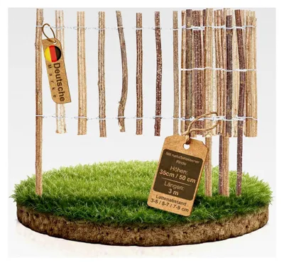 Produktbild von Mini Gartenzaun aus Holz · Staketenzaun in 6 Größen · Beeteinfassung 50 cm hoch x 300 cm lang (Lattenabstand 3-4 cm) · Garten Beetumrandung Steckzaun · Kleiner Zaun zum Stecken