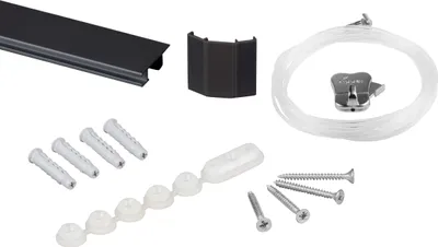 Image de STAS Rails pour tableaux - Cliprail Max + câble perlon 150 cm + crochet pour tableau Zipper - 100cm - Noir