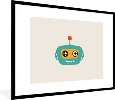 Produktbild von MuchoWow® Gerahmtes Poster Roboter - Gesicht - Antenne - Technik - Junge - Kind 80x60 cm - Poster mit Schwarzem Bilderrahmen Wandposter Rahmen Foto Bilder - Schlafzimmer-Dekorationen - Fotoposter