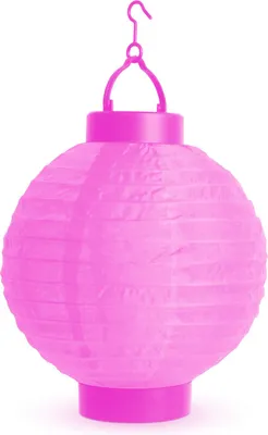 Produktbild von 1x LED-Papierlaterne mit 1 weißer LED - Batteriebetrieben (2x AAA) - Ø 20 cm - Magenta - Mit Aufhängehaken - Faltbar - Stimmungsbeleuchtung für Garten, Balkon und Innenräume [11399MG]
