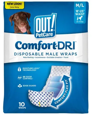 Immagine prodotto di out! Pannolini monouso per cani - Pannolini assorbenti per maschi M/L - Confezione da 10