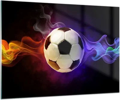 Produktbild von Bilder auf glas - Abstrakt ball flamme fußball - 100x70cm - Glasbilder - Wandbilder - Kunstdruck - zum Aufhängen bereit - Wanddekoration aus Glas - Glas Bilder - Wandbild auf Glas - GAA100x70-2111