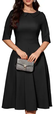 Image de Robe cocktail vintage pour femmes, manches longues