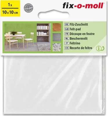 Produktbild von Filzzuschnitt 100mm x 100mm weiß fix-o-moll