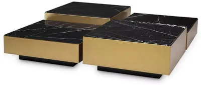 Produktbild von Casa Padrino Luxus Edelstahl Couchtisch Set mit Marmor Tischplatten Messingfarben / Schwarz - Wohnzimmer Möbel - Luxus Möbel - Luxus Kollektion