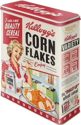 Obrázek produktu pro Nostalgic Art Kellogg's - Corn Flakes Quality Cereal, Dóza, Obdélníkový, 4 l, Vícebarevný, Kov, 190 mm